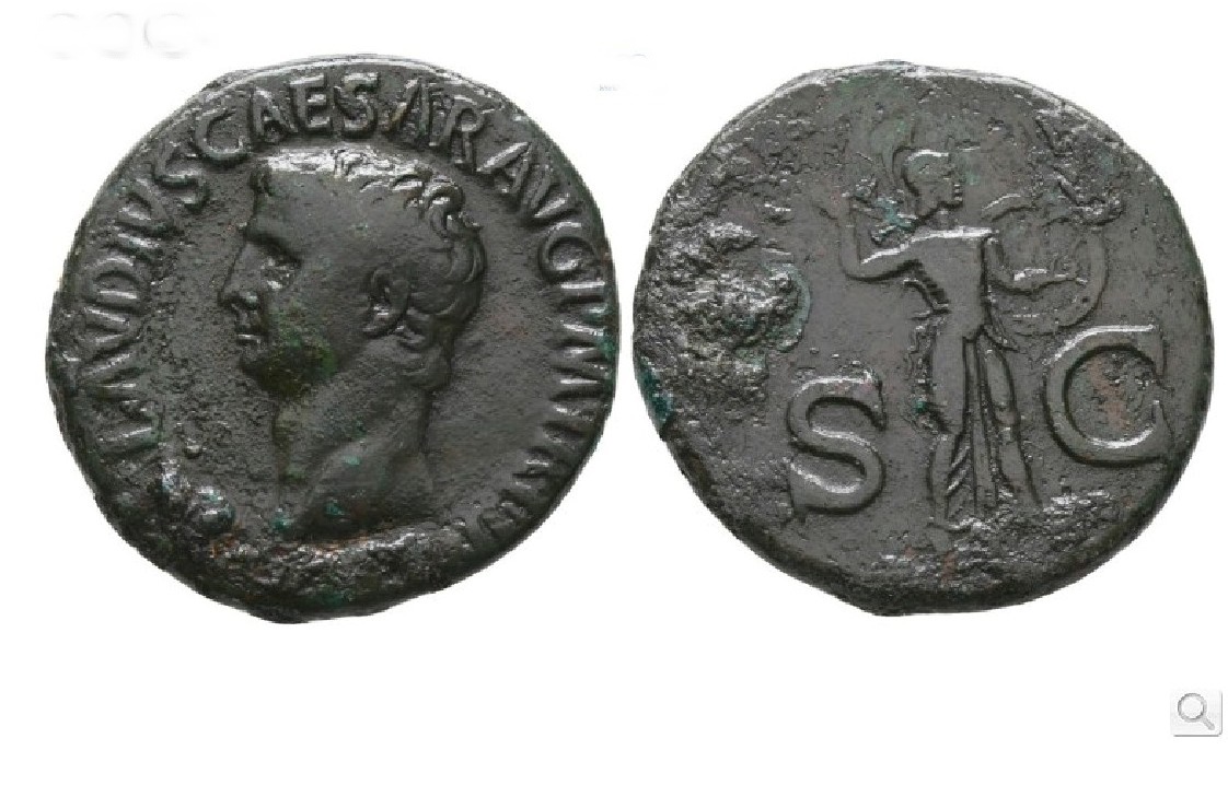 Claudius. AD 41-54. Æ As - Minerva.jpg