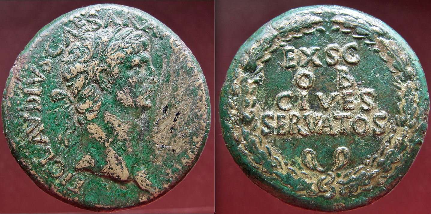 Claudius Sestertius Wreath EXSC OB CIVES - OBV:REV - GP - 2021.png
