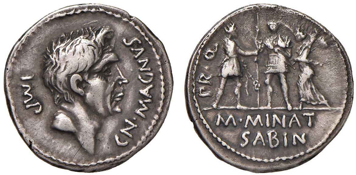 Cnaeus Pompey and M Minatius Sabinus 470-1c Nomisma 2019.jpg