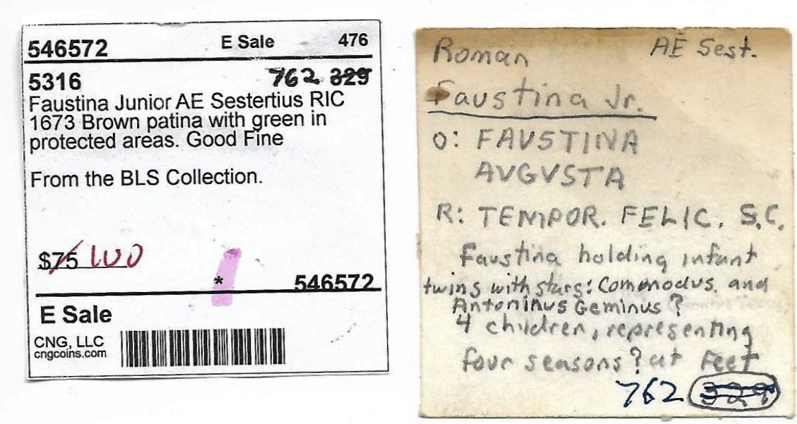 CNG & BLS Collection Tickets - Faustina II Sestertius - TEMPOR FELIC - 6 children.jpg