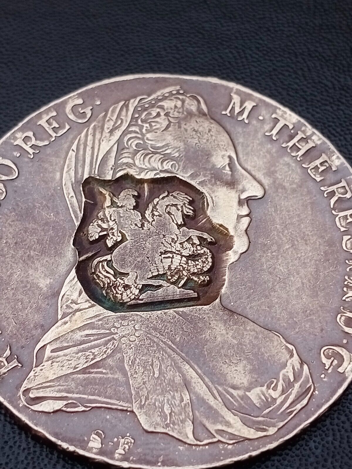 Coin - Austria 1780 Taler counterstruck with St George slaying dragon.jpg