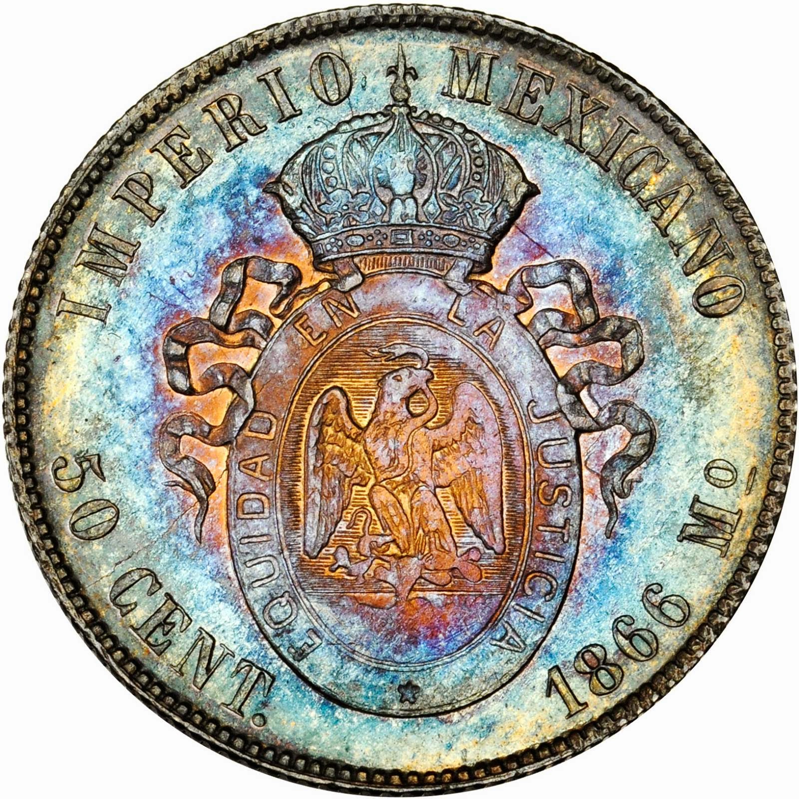 Coins Mexico 50 Centavos Silver Coin 1866.JPG