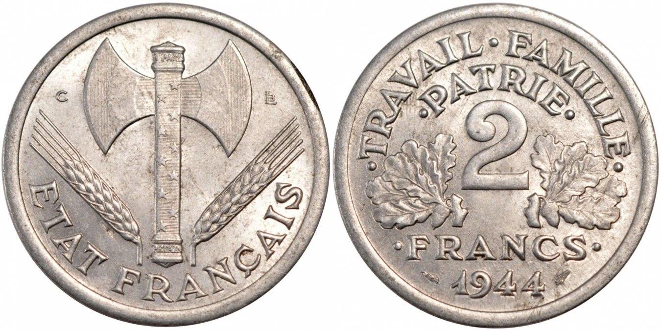 France 2 francs 1944 C, High C, Low C  Coin Talk