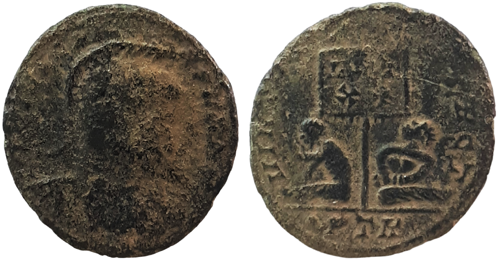 CONSERVATORI-Barbarous Imitation of Licinius II Captives VIRTVS EXERCITI AE3.png