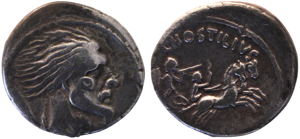 CONSERVATORI-Hostilius Saserna AR Denarius Vercingetorix.png