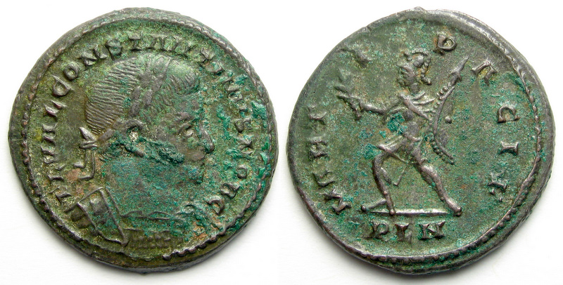 Constantine I CAES Marti Pacif London 307 (RIC VI London 94 R) uncleaned 25mm 7.08g.jpg