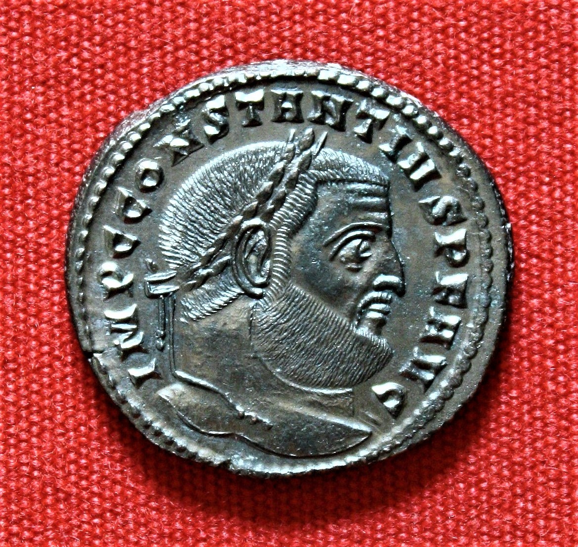 Constantius I as Augustus, FIDES MILITVM, Billon follis, 27 mm, 10.67 gm, 6h. obv..JPG