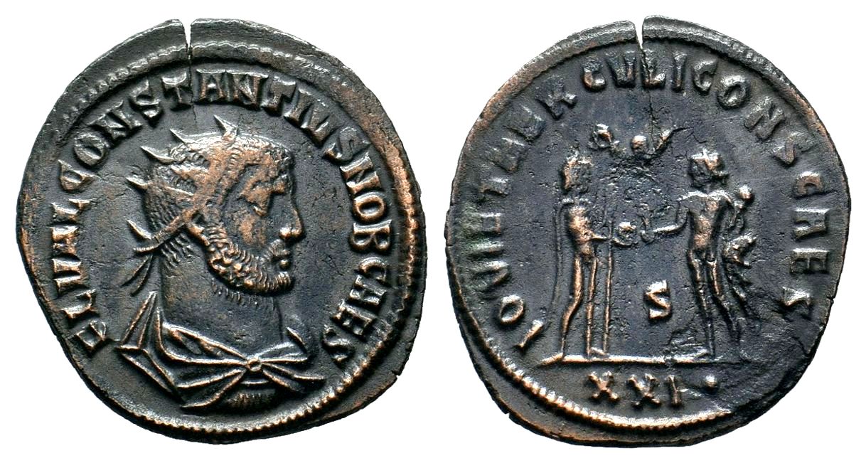 Constantius I IOVI ET HERCVLI CONS CAES antoninianus.jpg