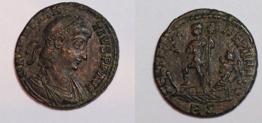 Constantius II emperor on galley Victory steering.jpg