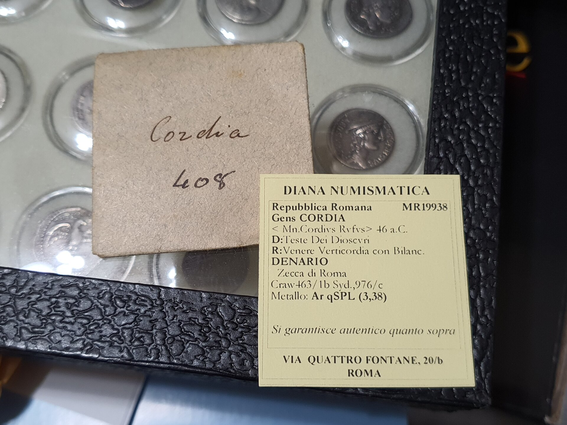 Cordius Rufus denarius - old coin ticket & envelope.jpg