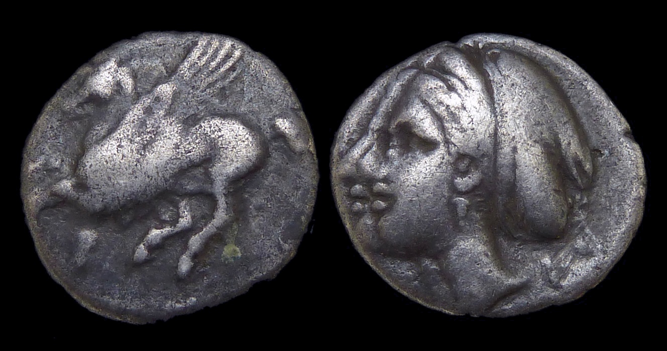 CORINTHIA Corinth - AR Drachm double struck AMCC 3951.jpg