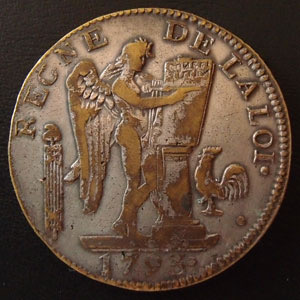 Counterfeit Ecu de Six Livres Paris 1793 L'an II REV - 1.jpg