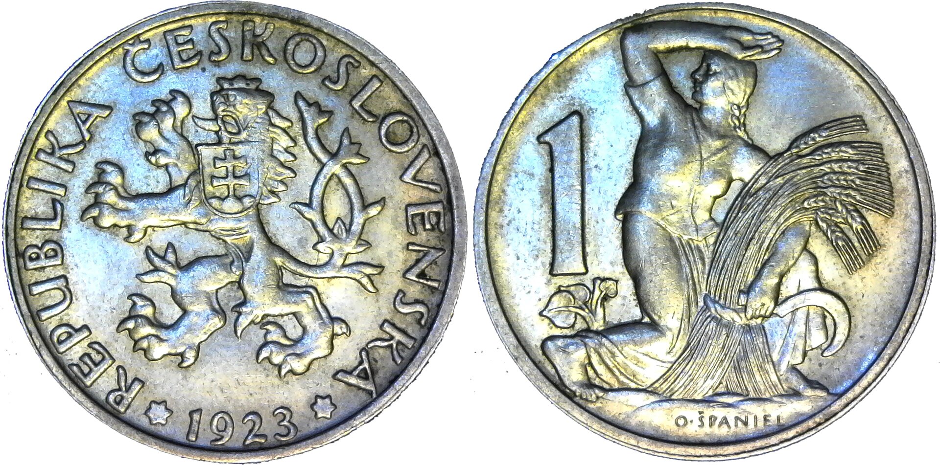 Czechoslovakia 1 Koruna  1923 obv-side-cutout.jpg