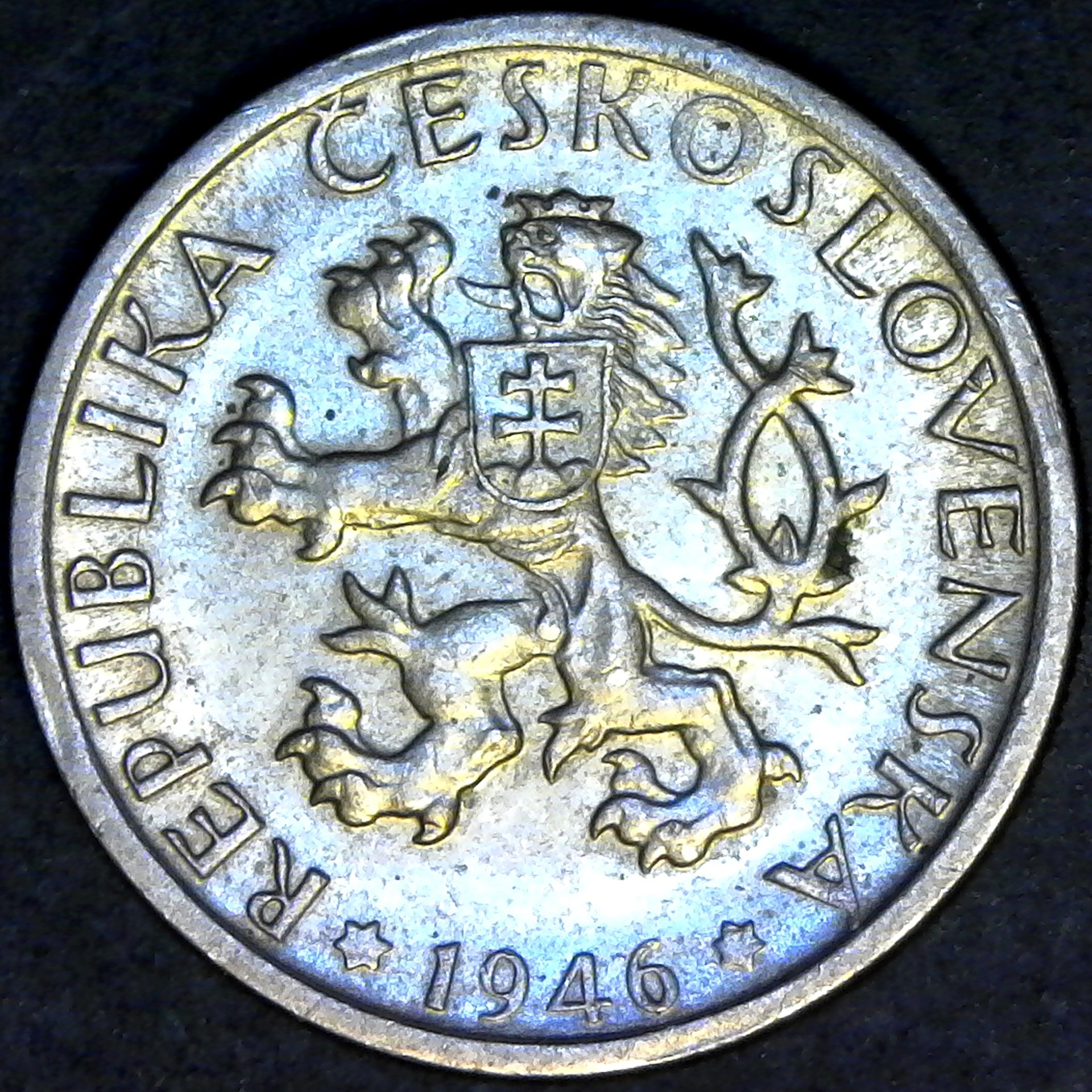 Czechoslovakia 1 Koruna  1946 obv.jpg