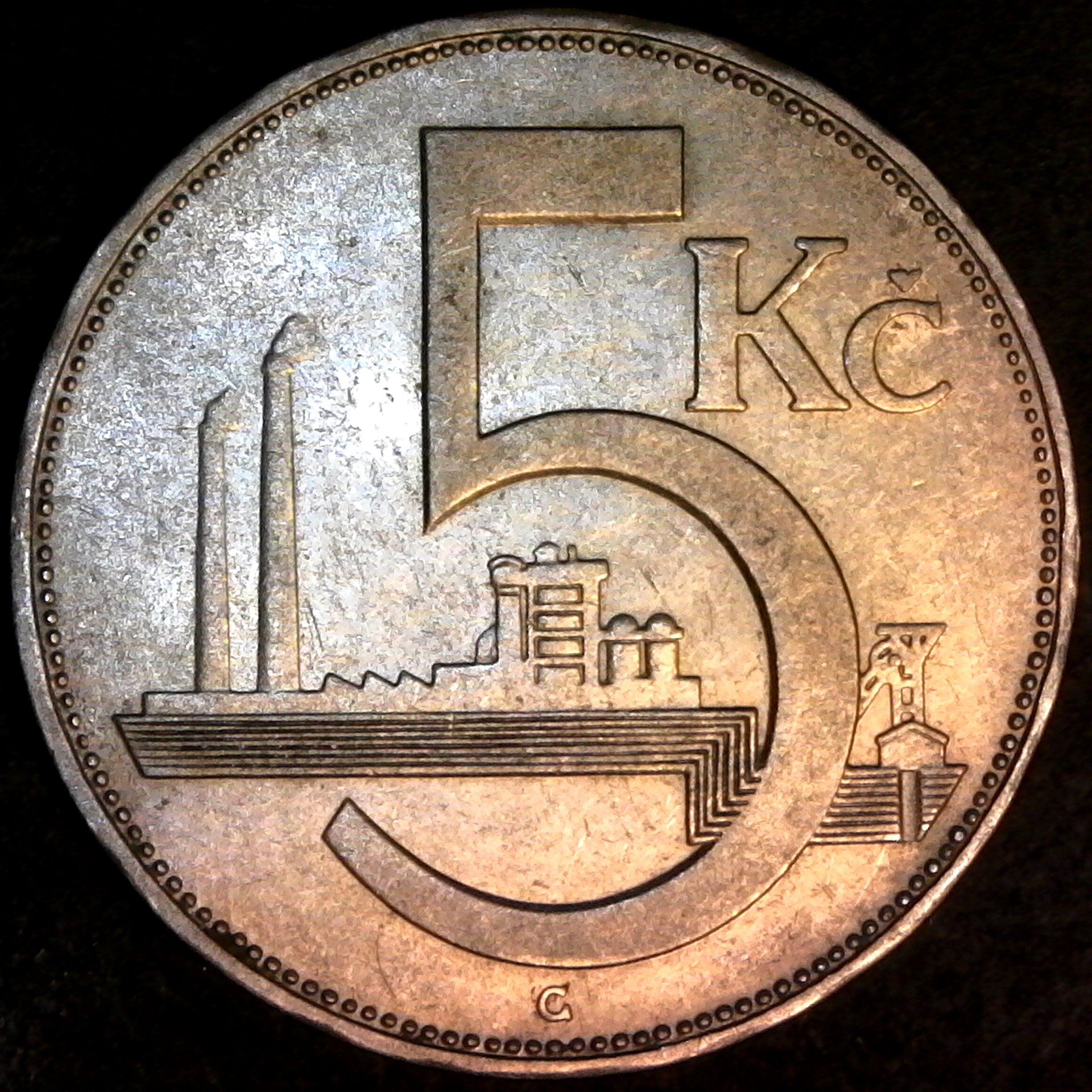 Czechoslovakia 5 Korun 1938 rev.jpg