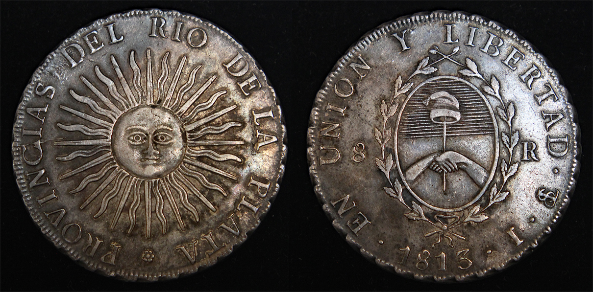 D-Camera Argentina 8 reales 1813 sunface KM 5 26.9g ex H. Christiansen 7-10-22.jpg