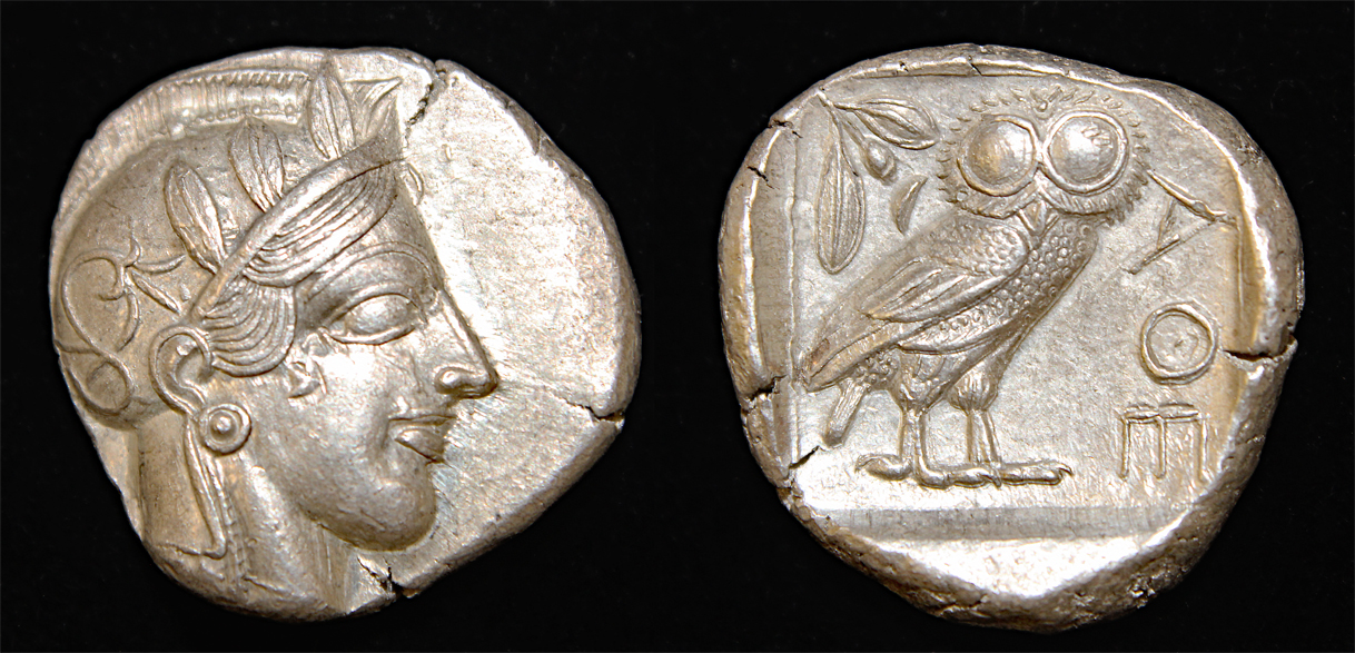 D-Camera Athens owl 440-404 BC Paleo-Hebrew 'Taw' cm obv 17.18g Roma 100 133 8-9-22.jpg