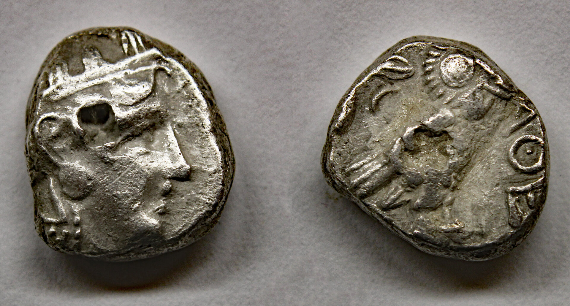 D-Camera Athens tetradrachm 4th cen BC, two test punches, 16.7g Israel 5-6-21.jpg