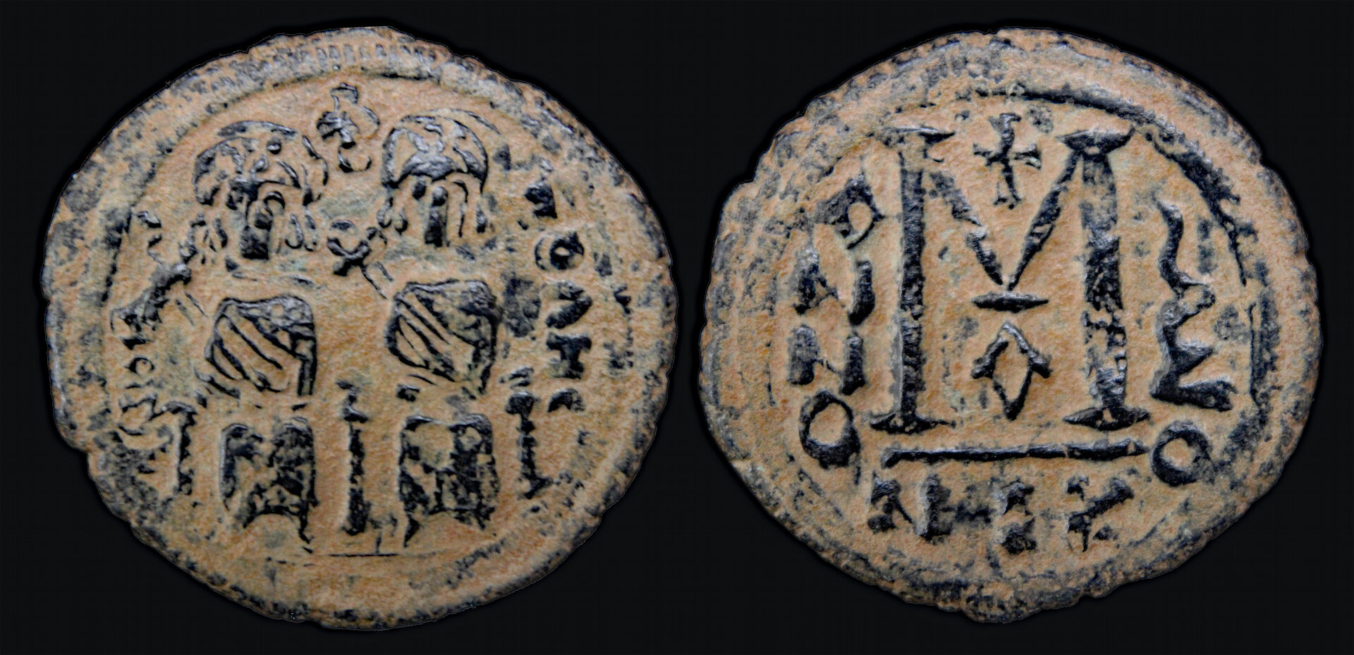 D-Camera Byzantine-Arab follis Scythopolos Baysan c 660-80 Roma 11.06g 10-27-21.jpg