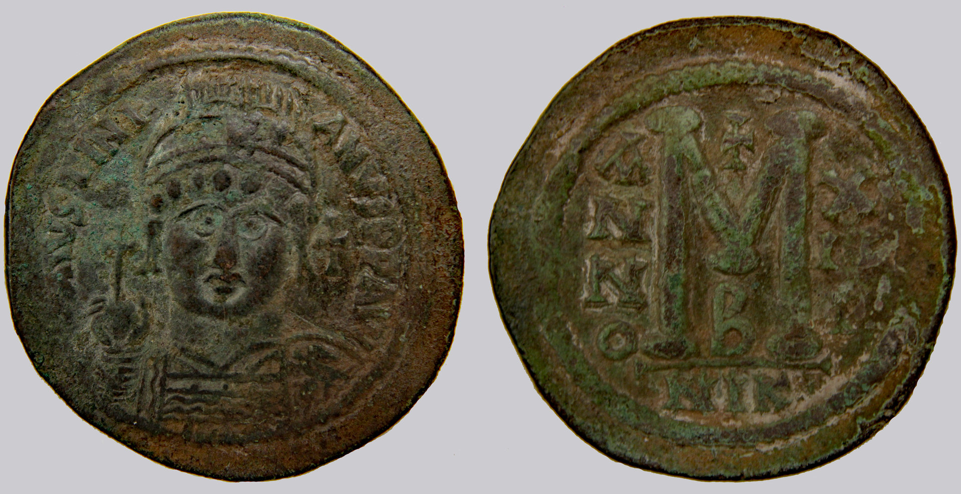 D-Camera  Byzantine Empire, Justinian I, follis, Nicomedia,, yr 13, Officina B, 23.8  g. 9-29-20.jpg