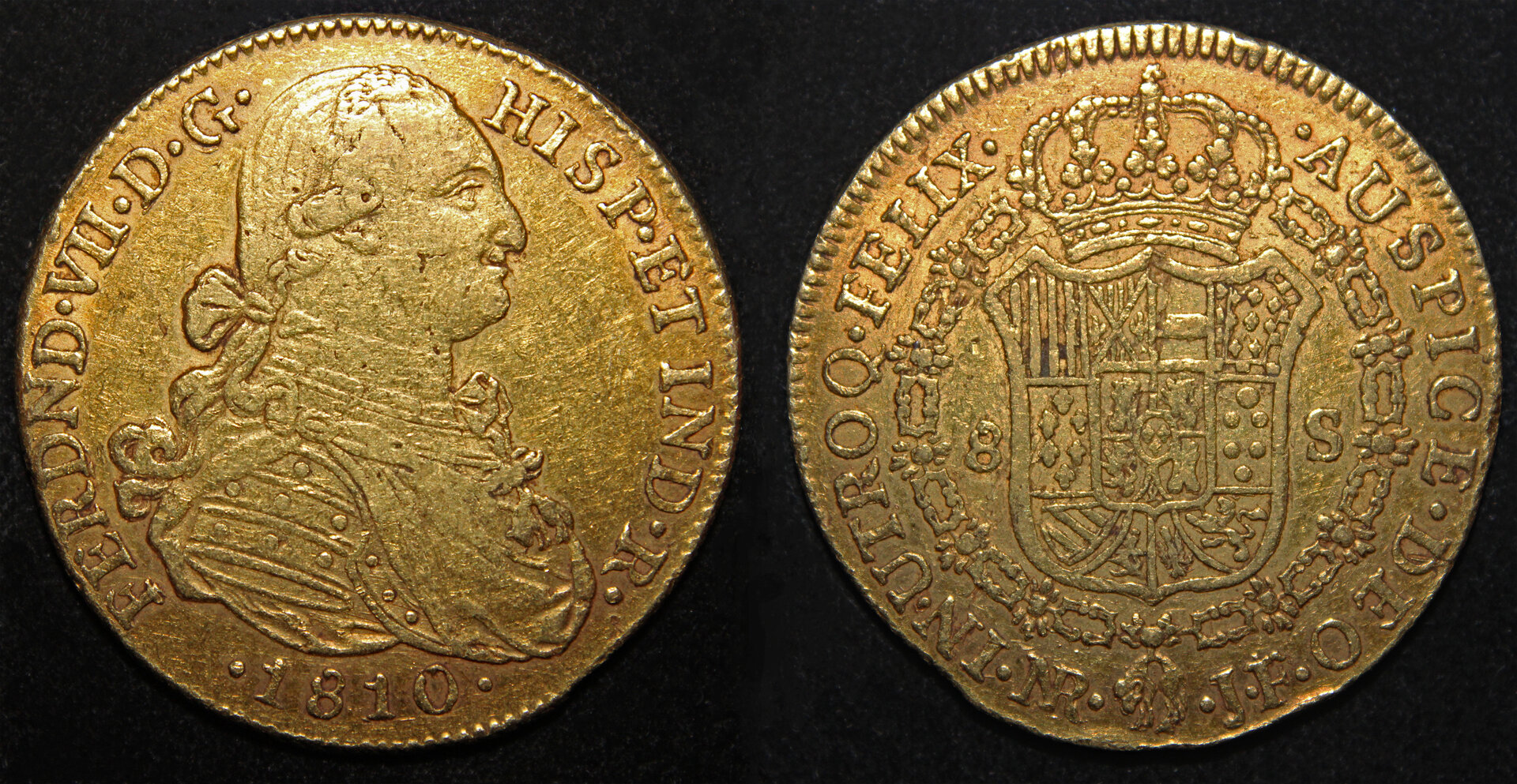 D-Camera Colombia 8 escudos Chas IV Bogota 1810JF 26.8g KM 66.1 2-22-22.jpg