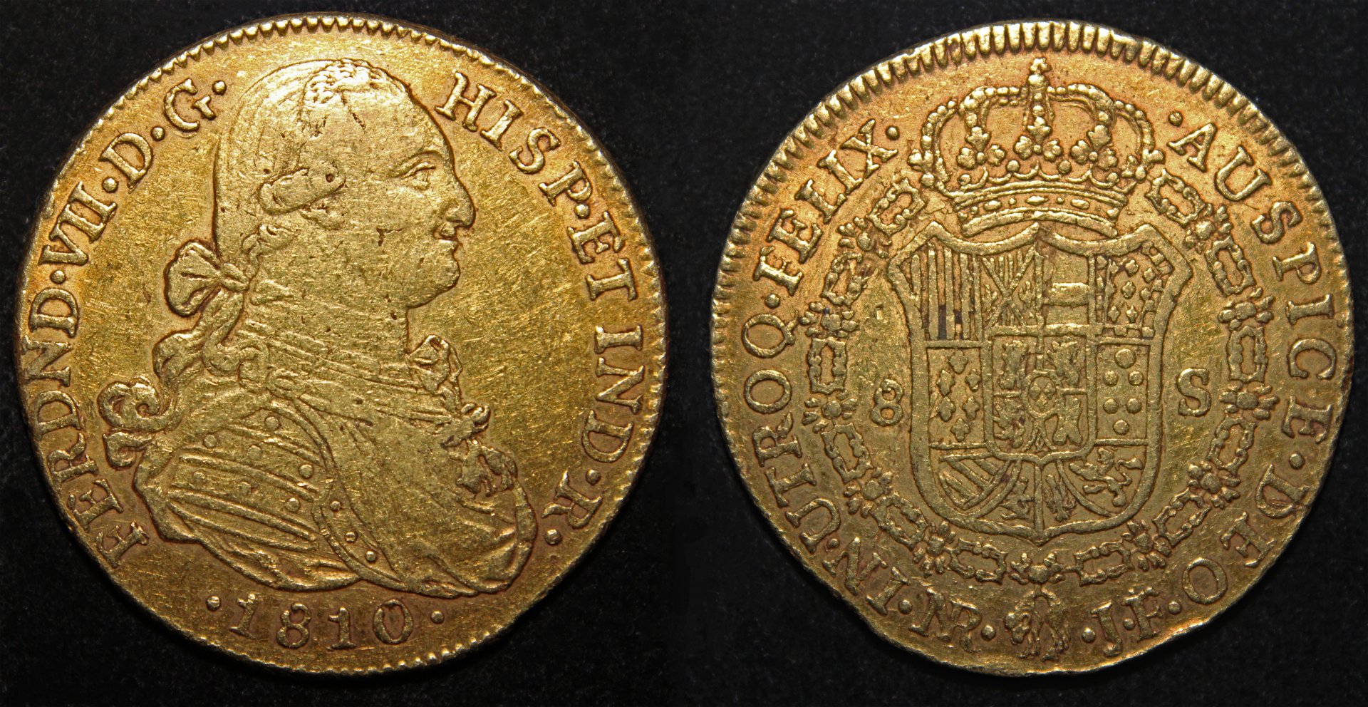 D-Camera Colombia 8 escudos Chas IV Bogota 1810JF 26.8g KM 66.1 2-22-22.jpg