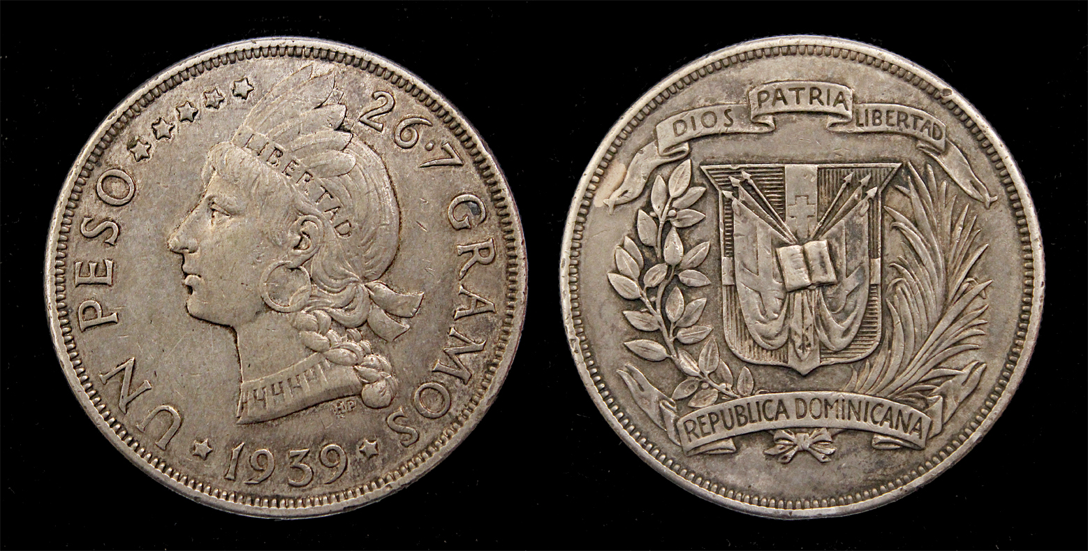 D-Camera Dominican Republic peso 1939 15,000 mintage KM 22 26.63 grams  3-16-23.jpg