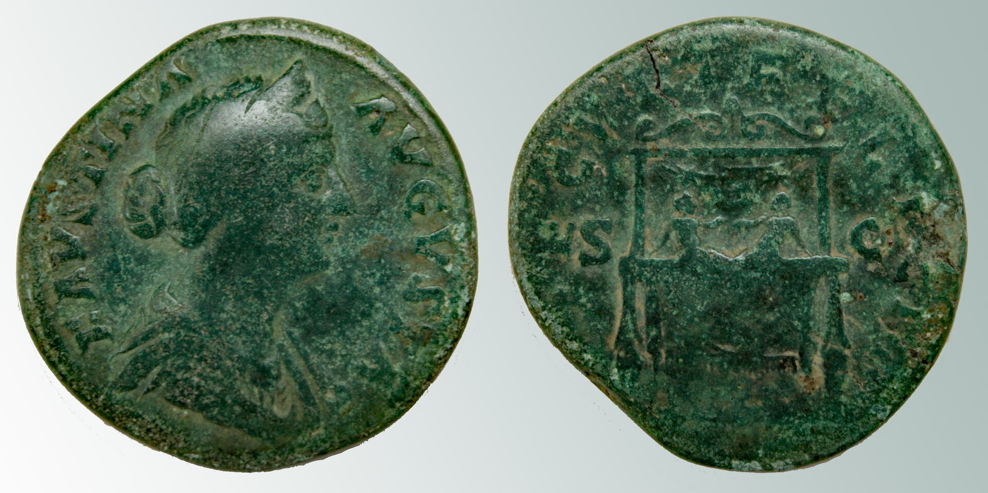 D-Camera Faustina II sestertius 161AD birth Commodus, twin brother 20.98g RIC 1665 8-21-21.jpg