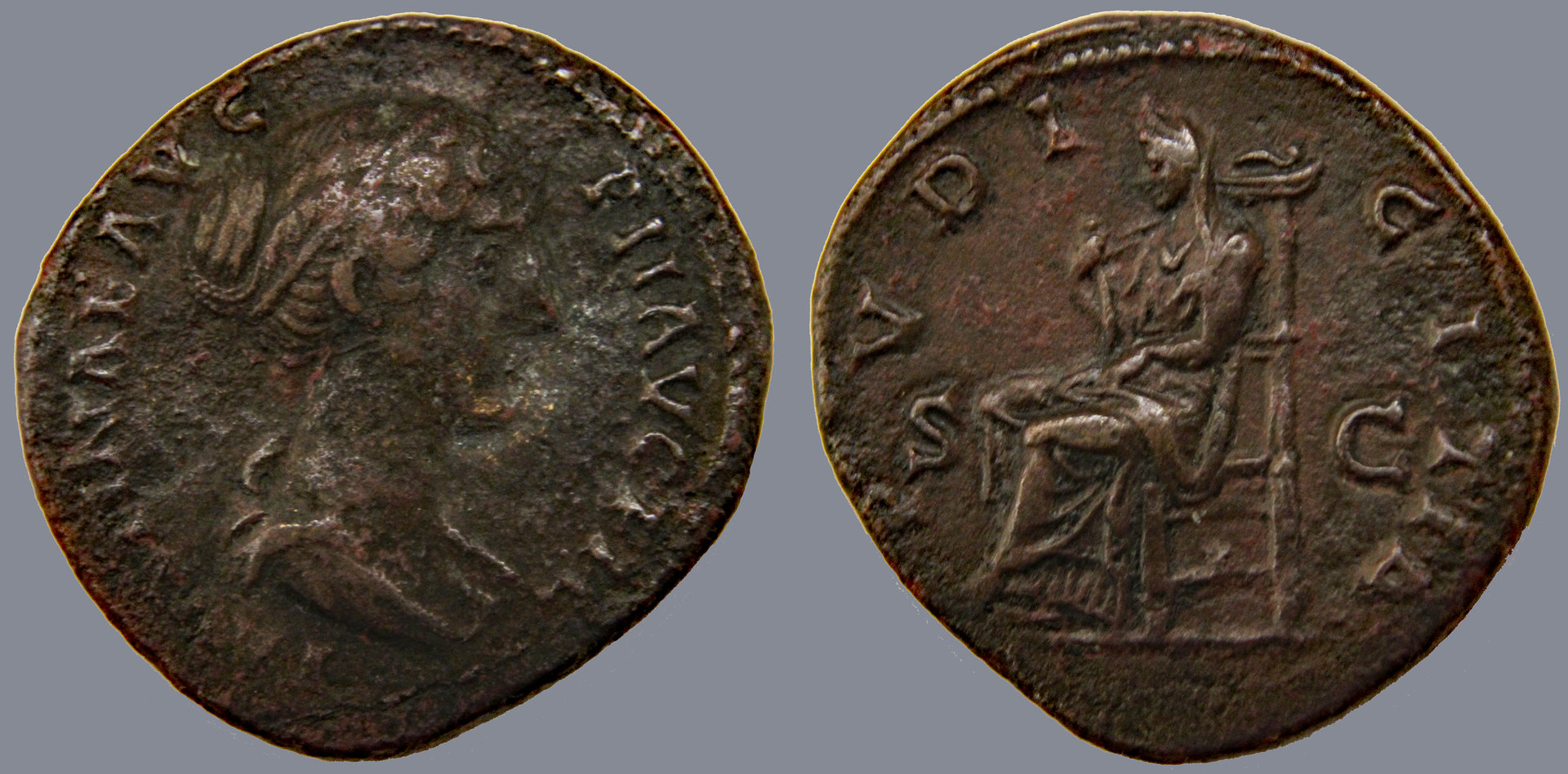 D-Camera  Faustina Junior, AE Sestertius, Pudicitia SC, Seated  20.1 g 11-11-20.jpg