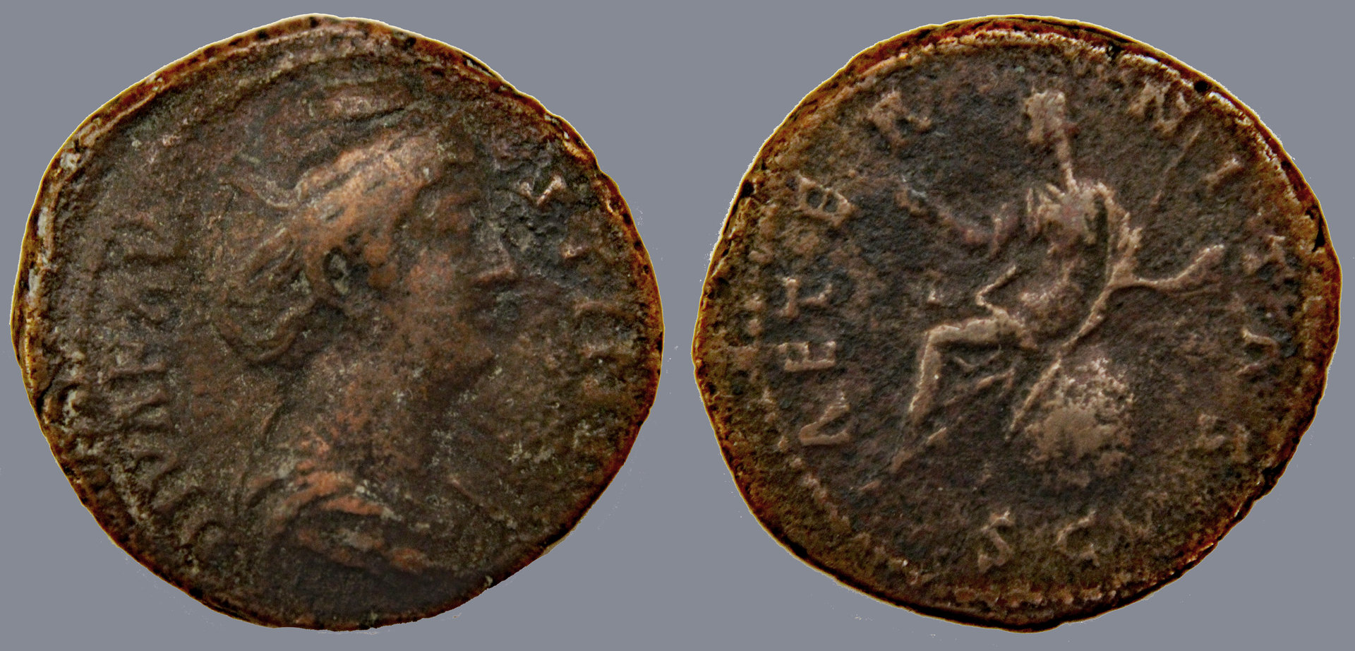 D-Camera  Faustina Senior, AE As, AETERNITAS, on globe, RIC 1159, 10.92 g 11-11-20.jpg