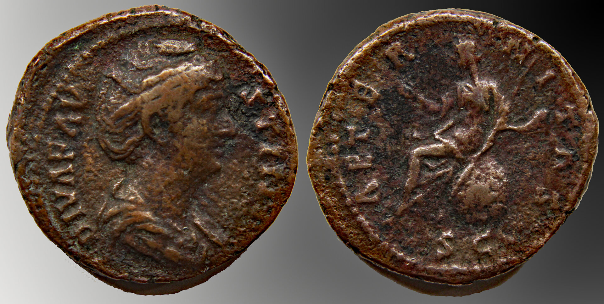 D-Camera  Faustina Senior, AE As, AETERNITAS, on globe, RIC 1159, 10.92 g 11-11-20.jpg