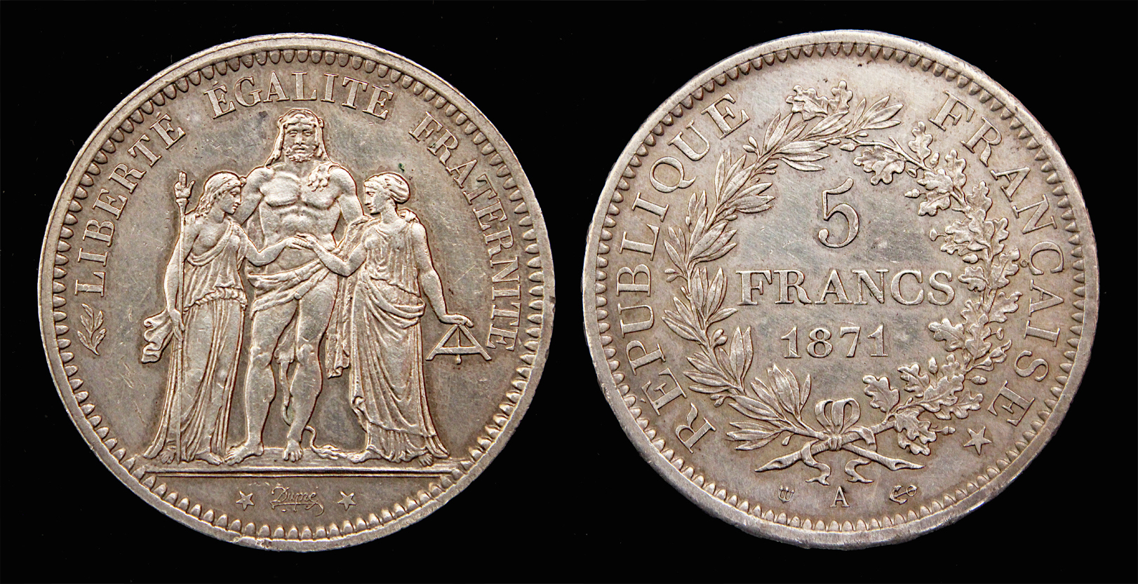 D-Camera France Commune 5 francs 1871 A Trident privy mark KM823 25.00 grams 3-14-23.jpg