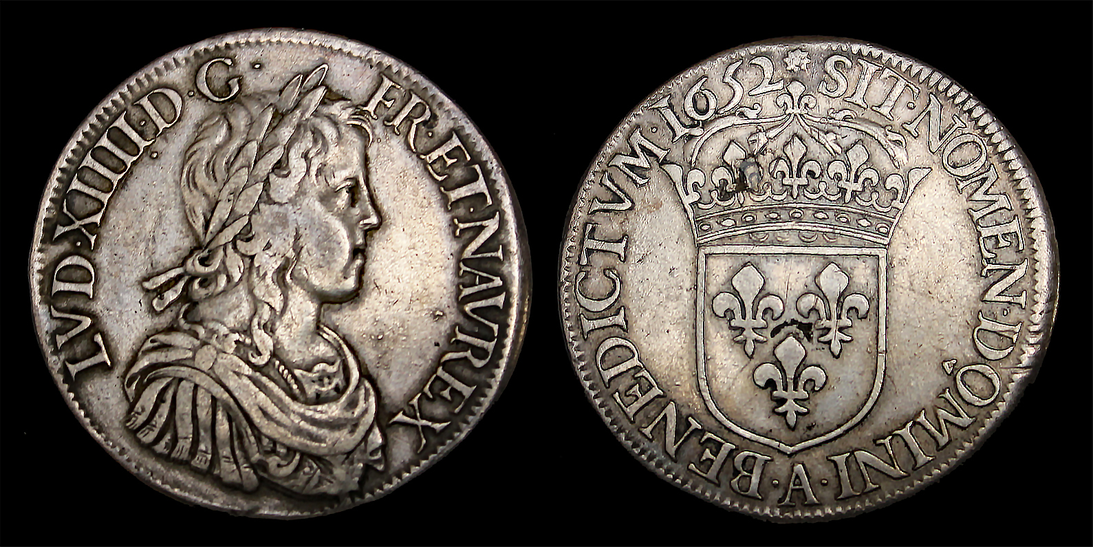 D-Camera France Louis XIV Ecu, 1652 A (Paris) Davenport 3799 27.18 grams 3-6-23.jpg
