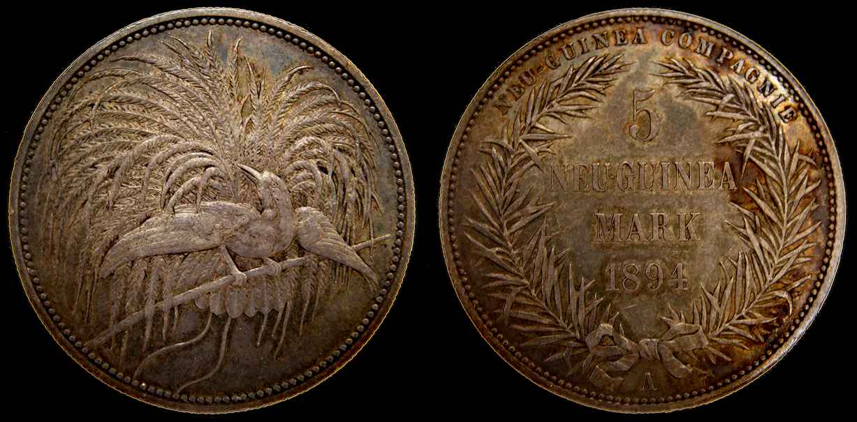 D-Camera Germany, New Guinea, 1894, 5 marks, 'Bird of Paradise', 27.8 g, 9-7-20.jpg