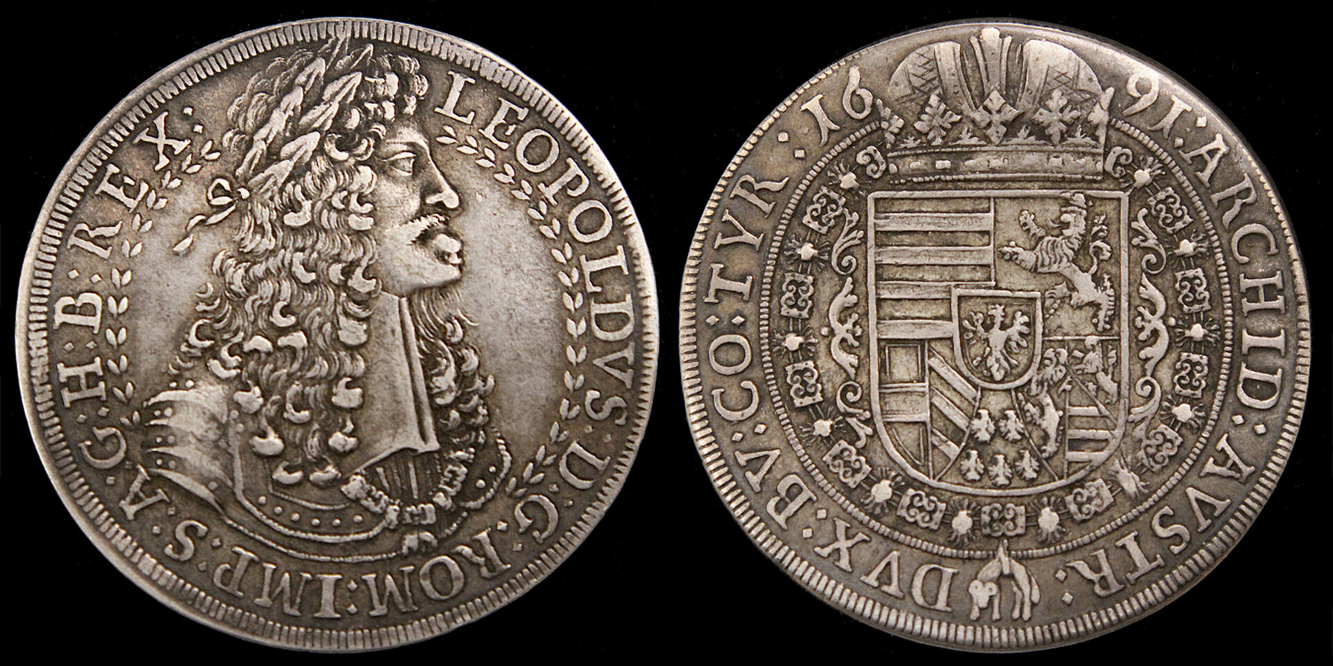 D-Camera Holy Roman Empire, Leopold I, thaler, 1691, Hall  KM 1349,, 28.41 grams 11-22 11-23-22.jpg