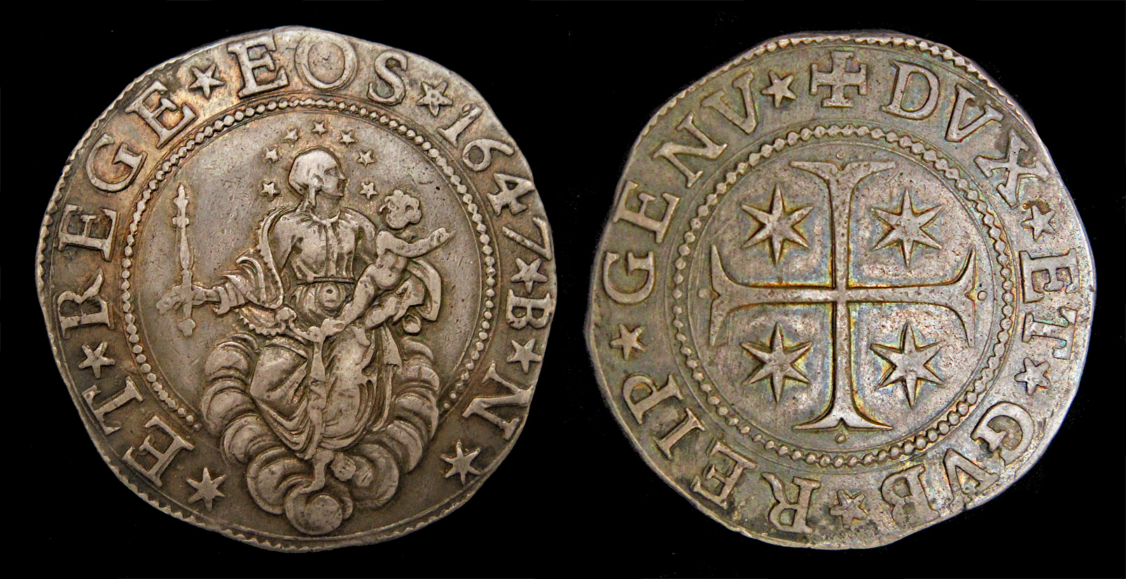 D-Camera Italy Genoa scudo stretto 1647 BN Dav 3901 CNI-2 38.22 grams ex WW 6-91 lot 196 2-23-23.jpg