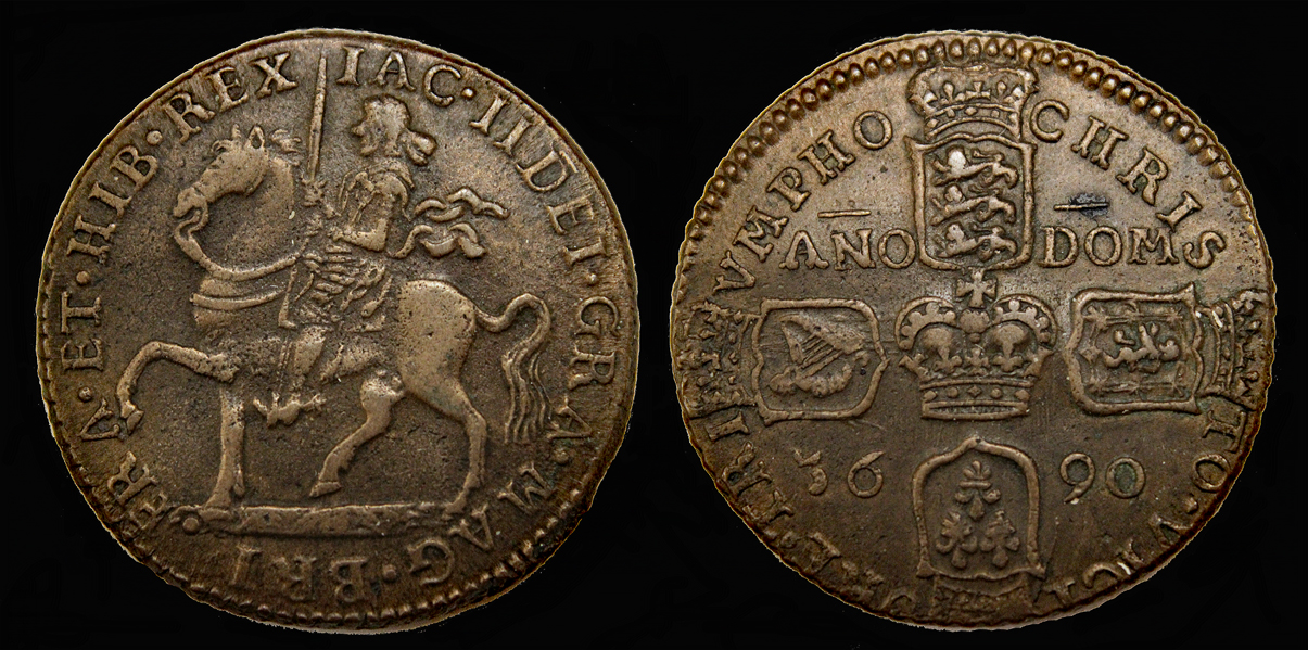 D-Camera James II Ireland AE crown 'gun money' 1690 new flan 19.3g 7-22-21.jpg