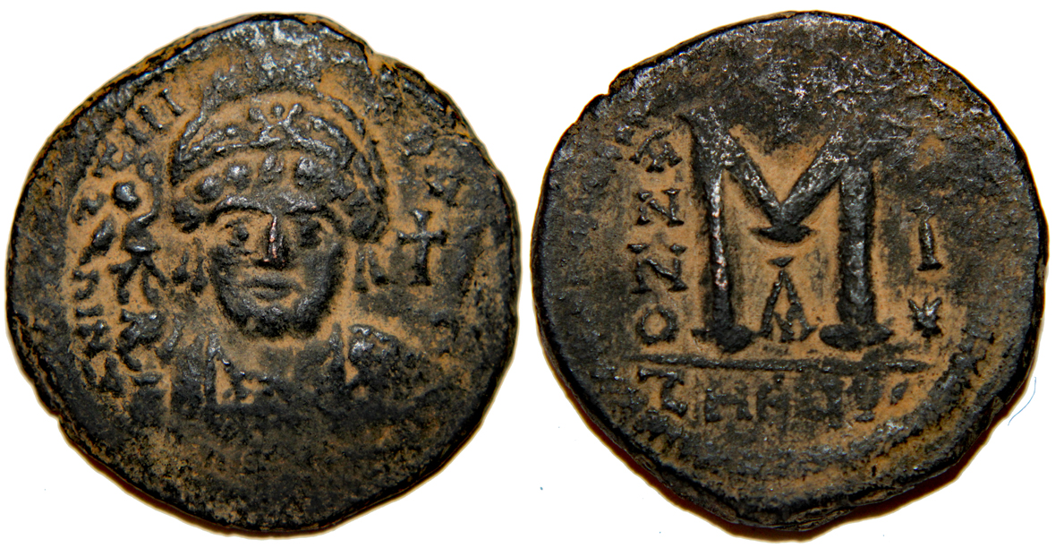 D-Camera Justin II, AE follis, Antioch, Year 1,  565-66 AD officina A SB 378 15.8g  01-20-21.jpg