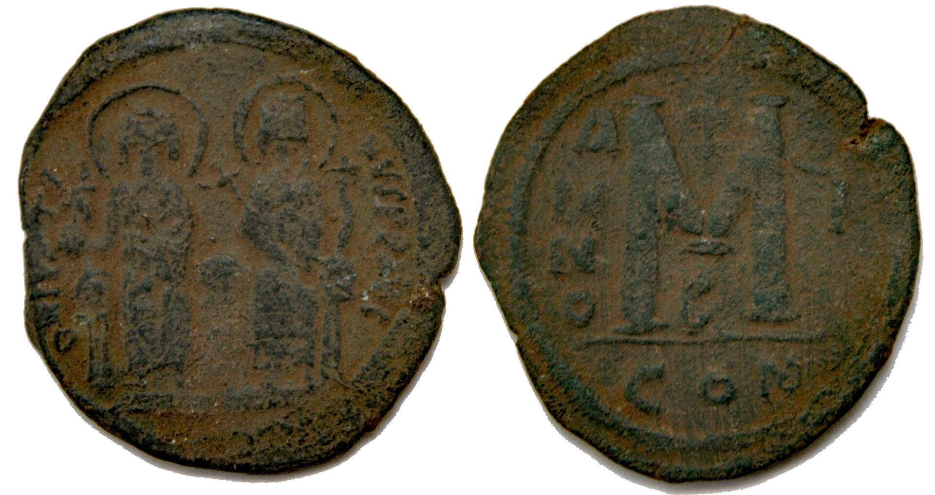 D-Camera Justin II and Sophia  follis, CON, Year 1,  556-66 AD officina B SB360 13.0g  01-20-21.jpg