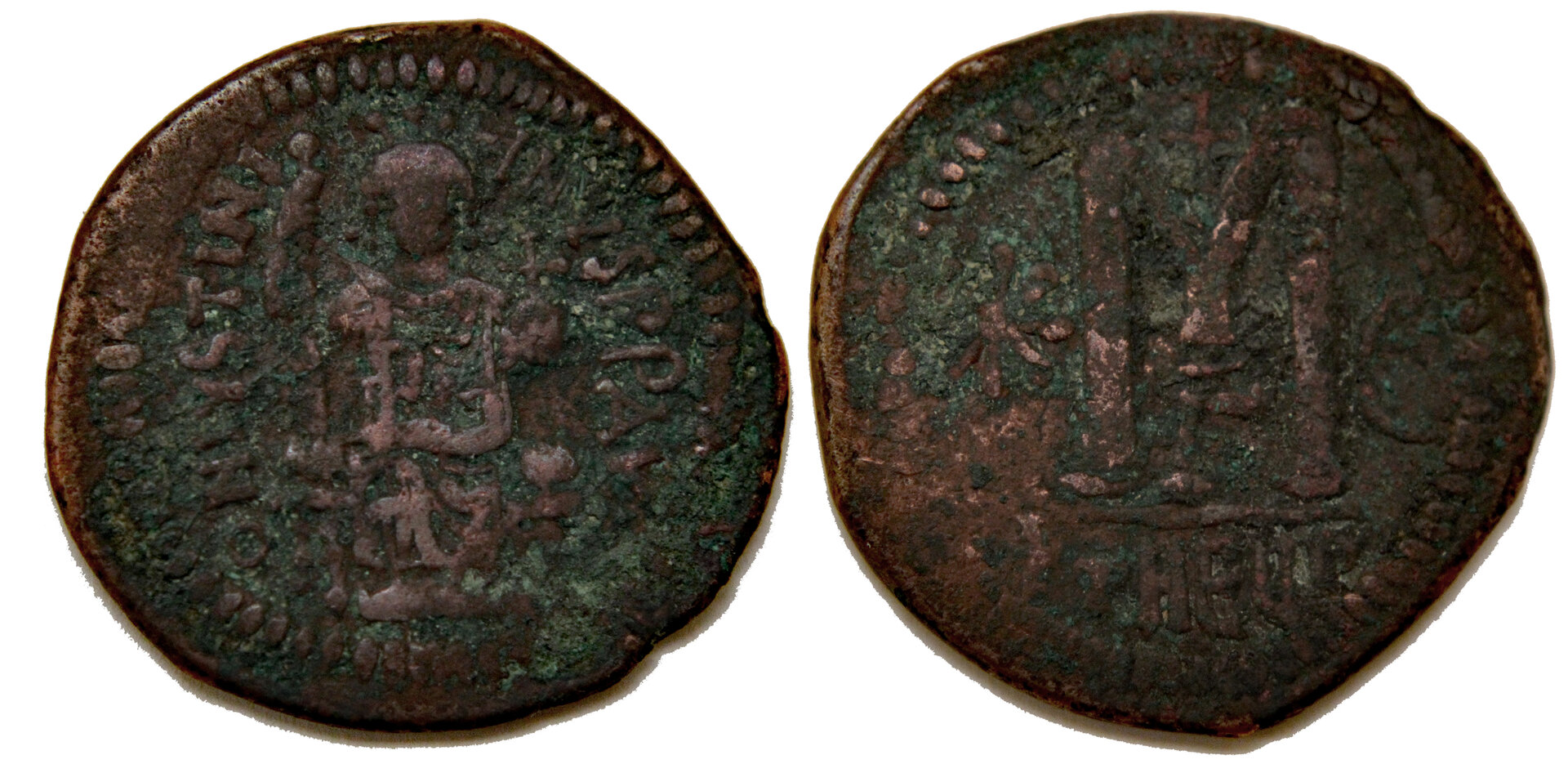 D-Camera Justinian I follis.1, 527-565 AD Antioch  third officina, SB 214 16.7 g  2-2-21.jpg