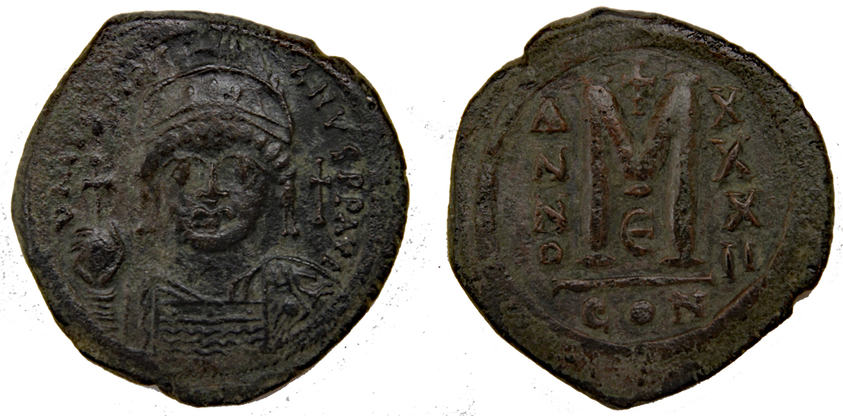 D-Camera Justinian I follis Constantinople year 32 558-559 S 163 17.96g Roma 95 1471 5-8-22.jpg