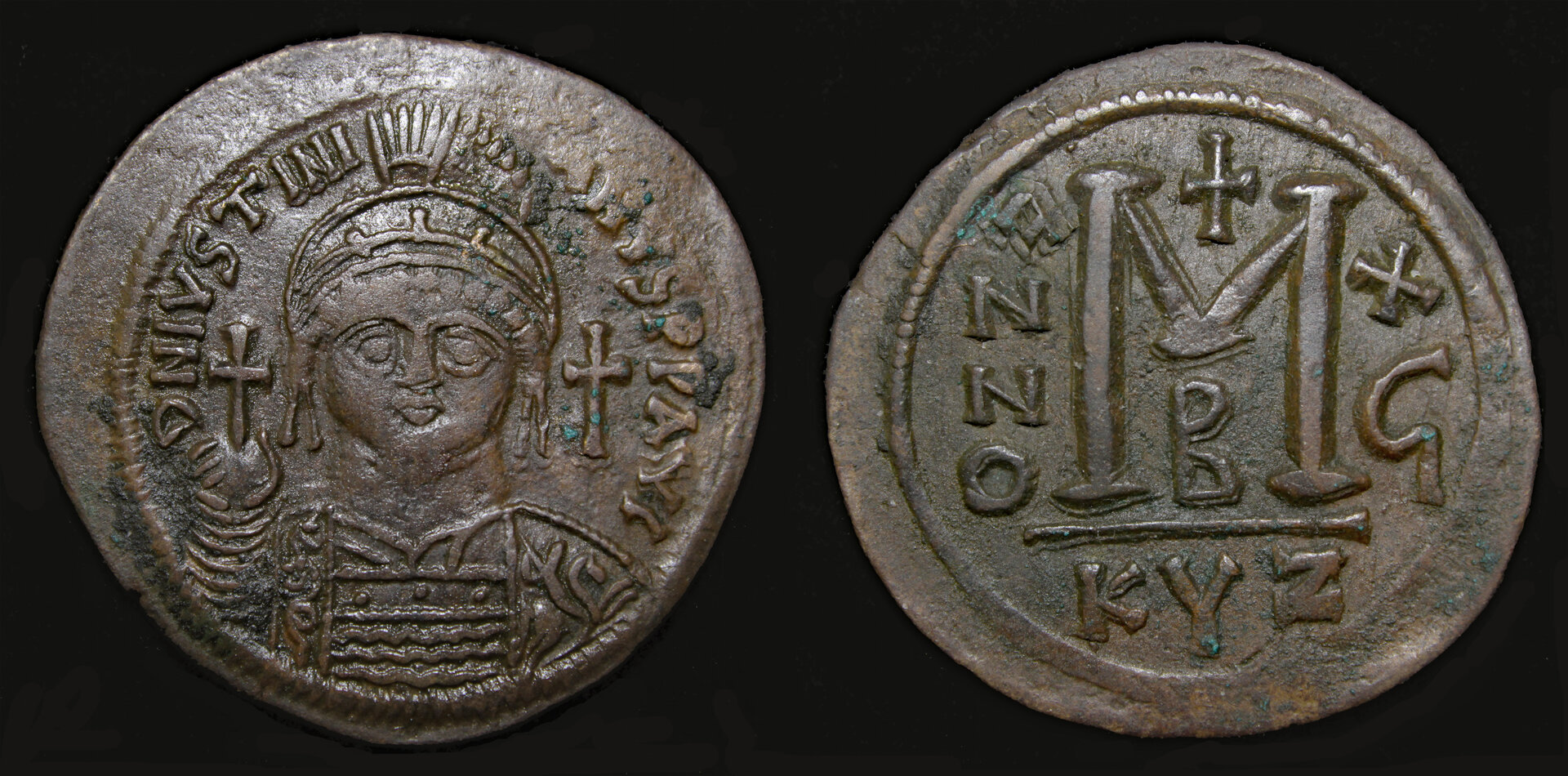 D-Camera Justinian I follis Cyzicus year 16 542AD 18.03g Sear207 3-21-22.jpg