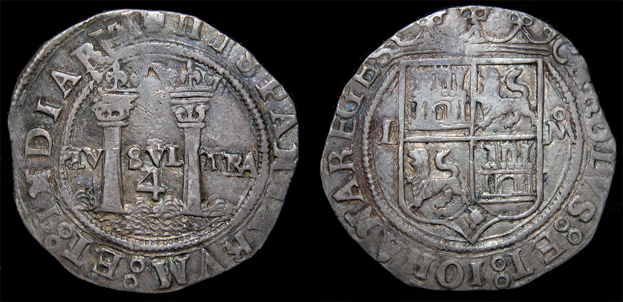 D-Camera Mexico 4 reales Charles and Joanna c1570 assayer L 1.8g 6-11-22.jpg