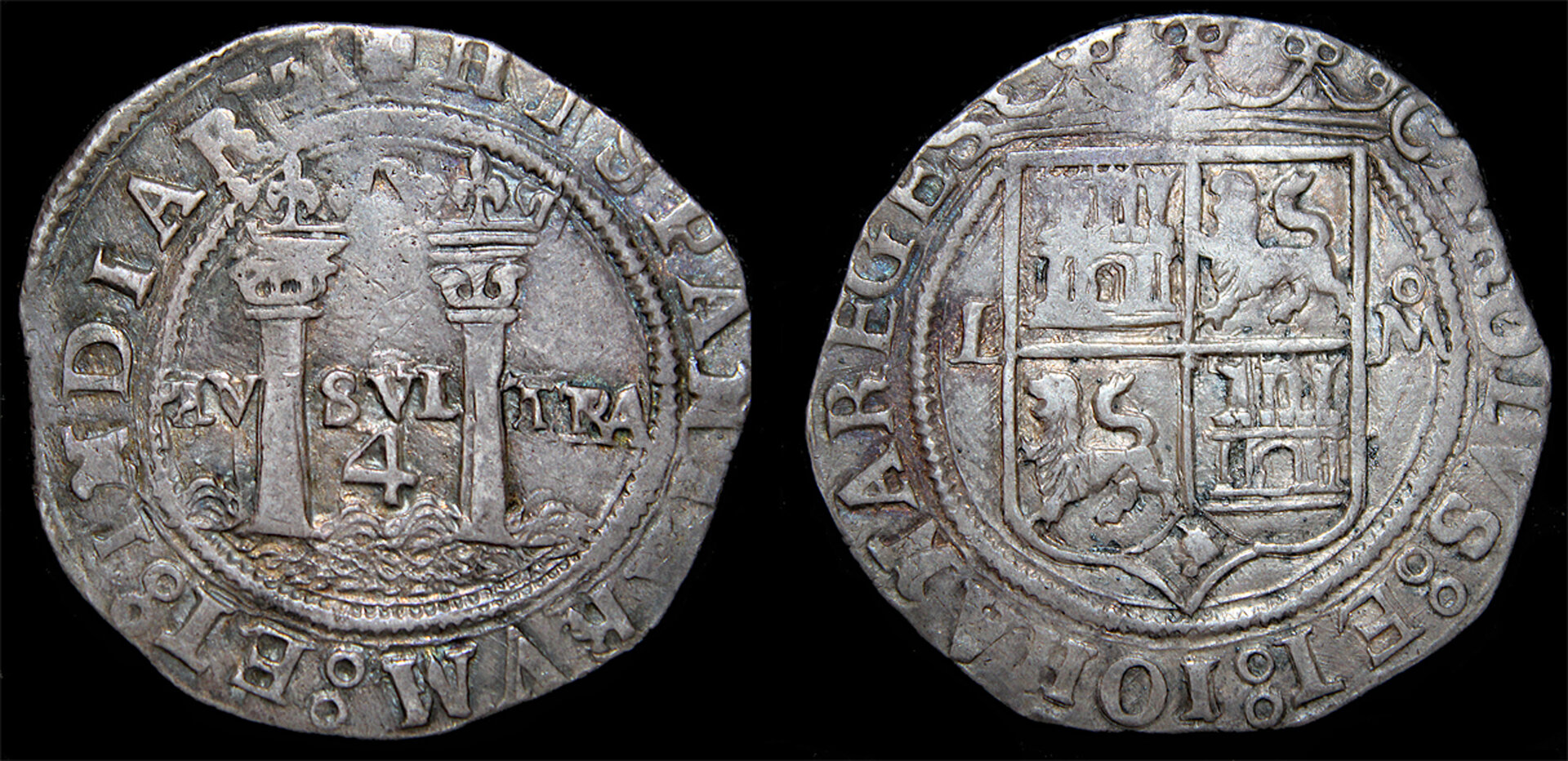 D-Camera Mexico 4 reales Charles and Joanna circa 1542-1555 assayer L 13.8g 6-11-22.jpg