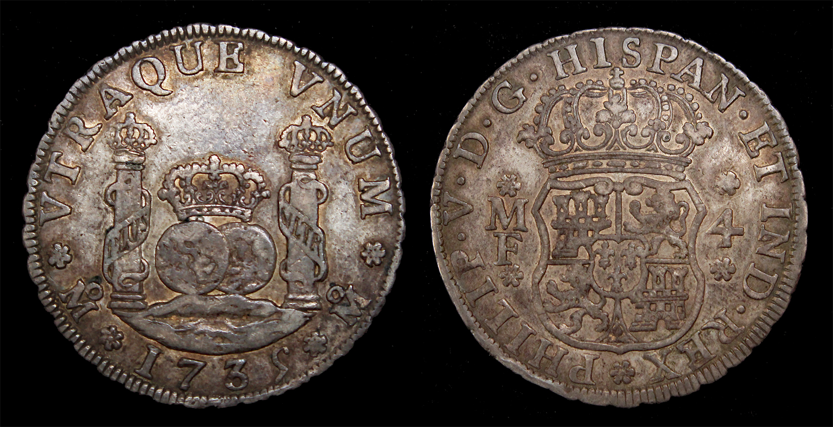 D-Camera Mexico 4 reales Philip V 1735 MF KM 94 Gilboy M-4-7-a 13.23 grams 4-4-23.jpg