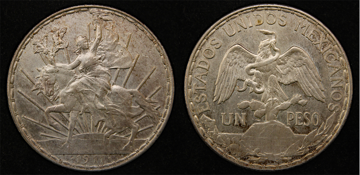 D-Camera Mexico Peso United States 1911 short ray Cabalitto 27.11g EF rare KM 453 4-23-22.jpg