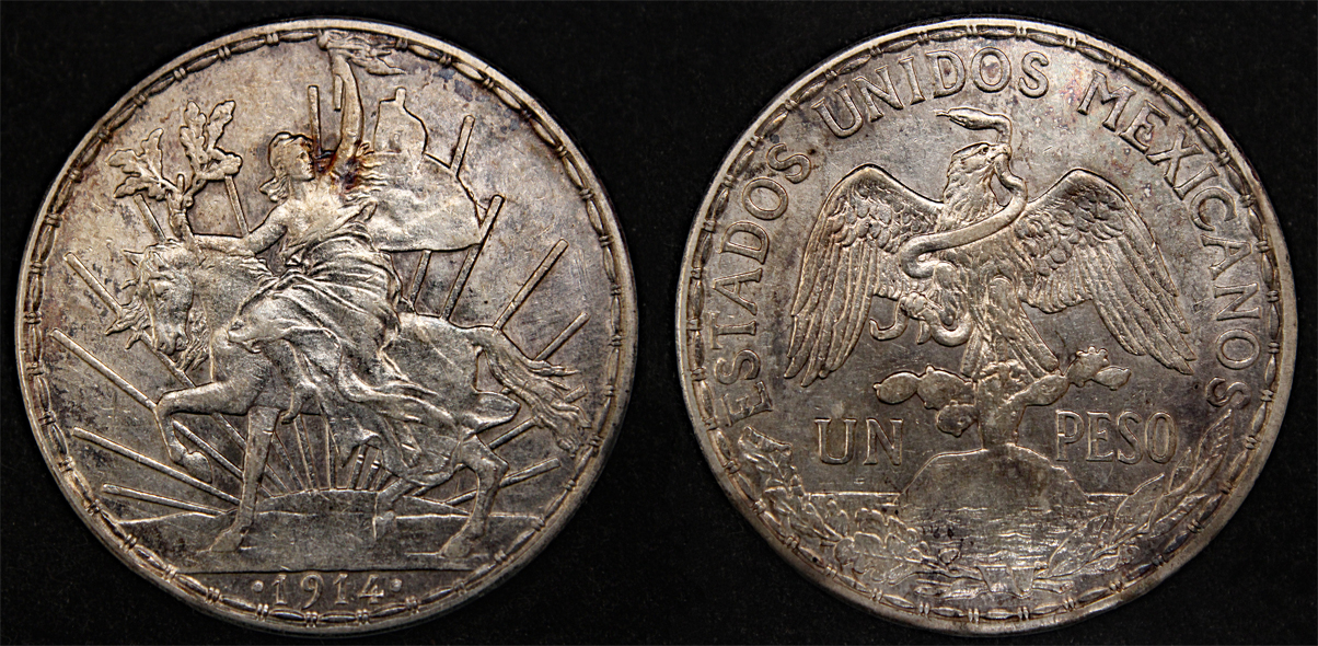 D-Camera Mexico Peso United States 1914 Cabalitto 27.02g EF rare KM 453 4-23-22.jpg