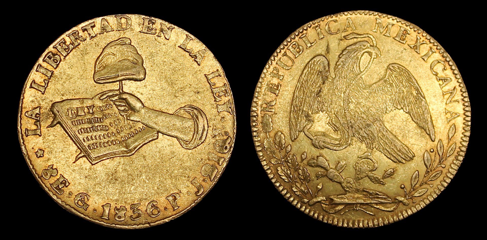 D-Camera Mexico Republic 8 escudos 1836 PJ Go  KM 383.7  26.91g 5-31-23.jpg