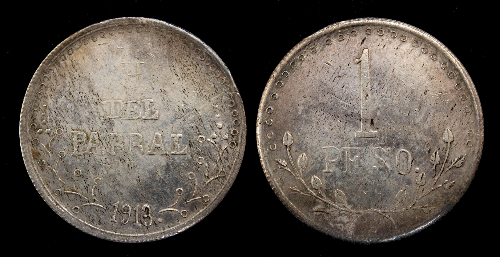 D-Camera Mexico Revolution 1913 Chihauhua peso Hidalgo del Parral KM 611 26.84 grams 3-16-23.jpg