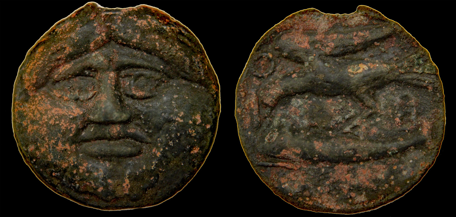 D-Camera Olbia., Gorgoneion, Ca. 400-380 BC. Æ cast 36mm, 20.1 grams, 9-17-20.jpg